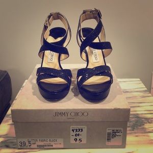 Jimmy Choo vamp glitter fabric black 39.5
